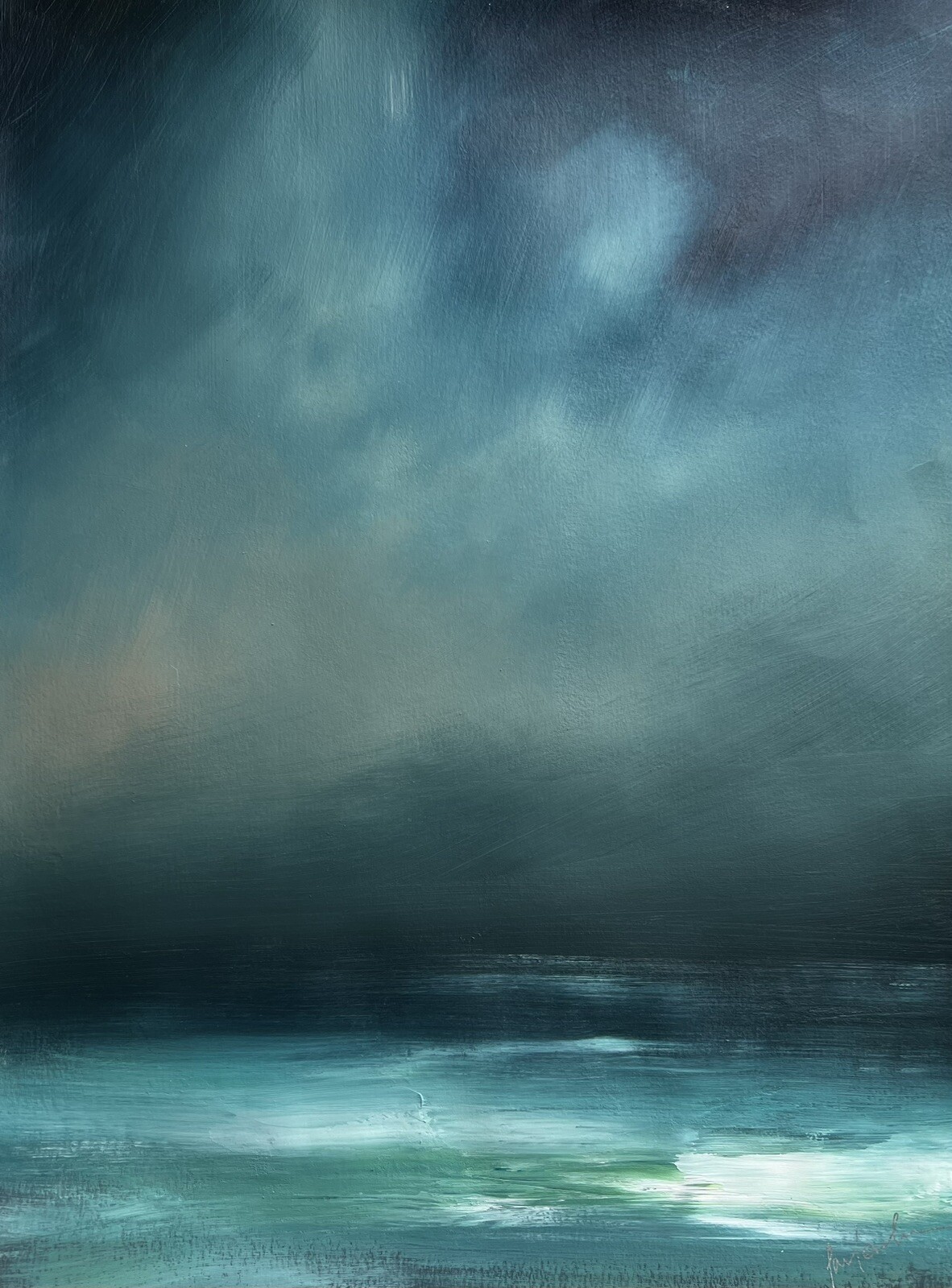 XL Paper Sea Picture Original Painting Ocean Painting Hand Painted Landscape Sky
