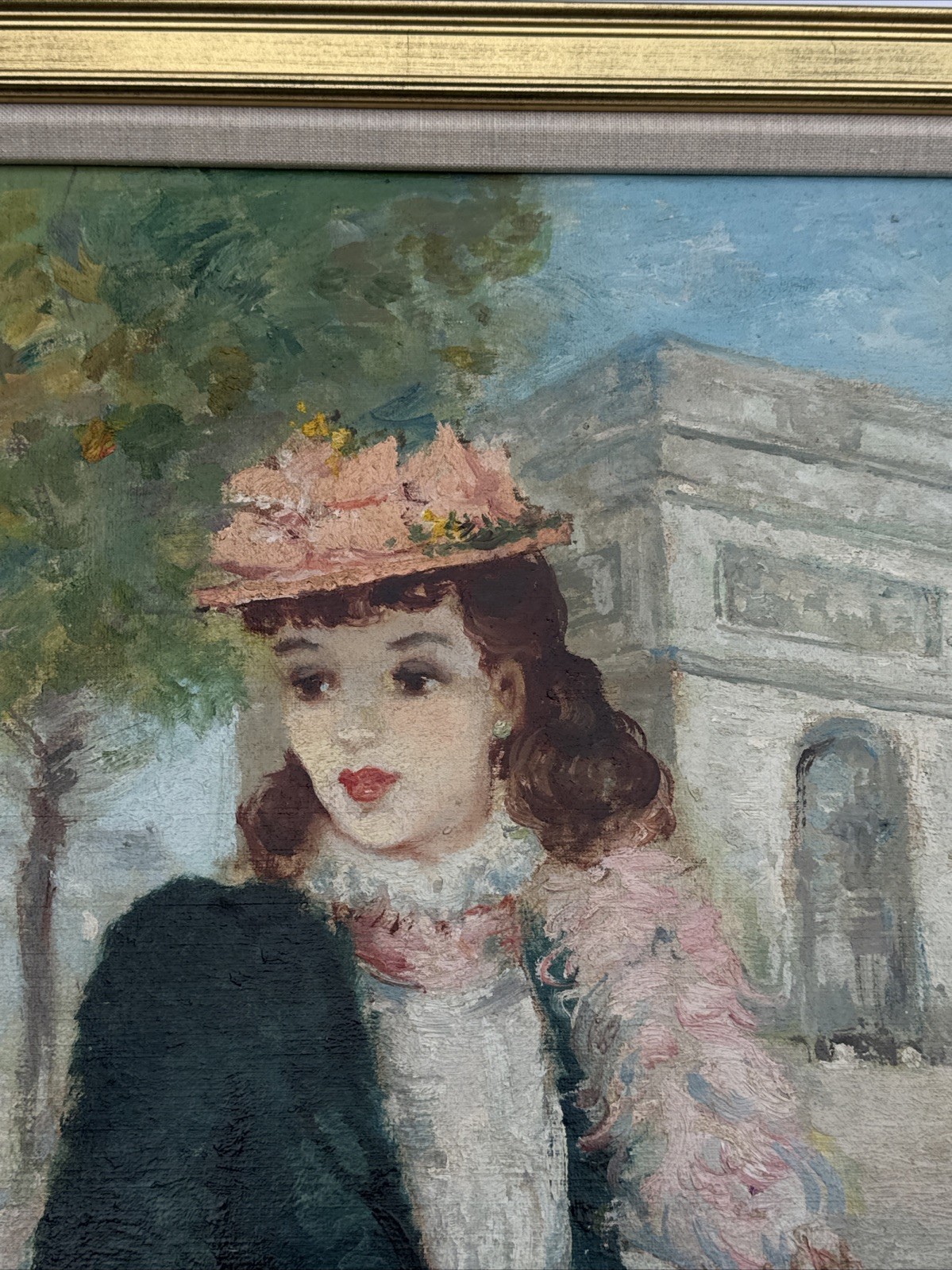 MID CENTURY PAINTING PORTRAIT PRETTY WOMAN WOMEN FEMALE MODEL LISTED FAMOUS 20”