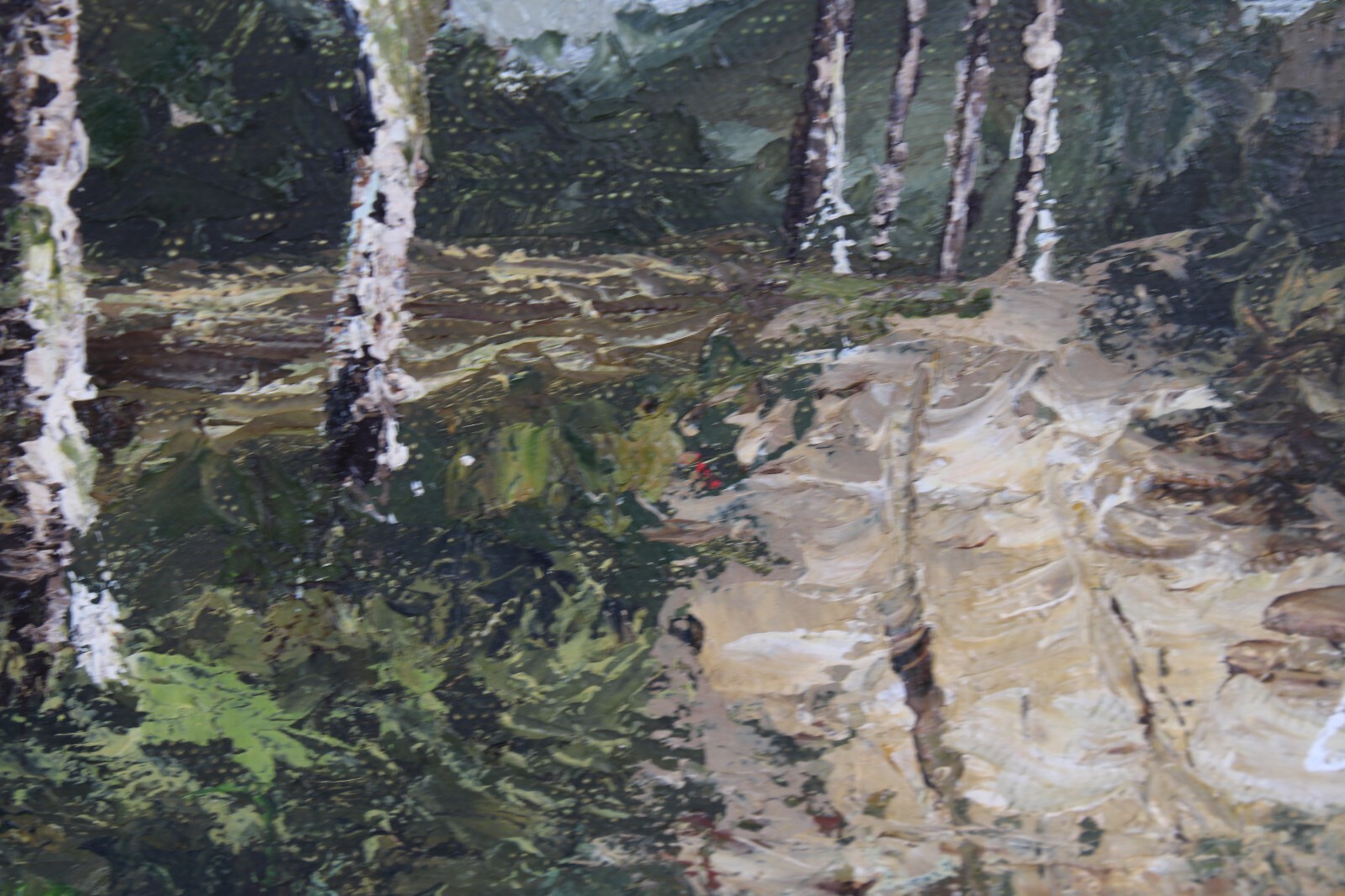 En plein air Landscape Vintage Oil Painting Signed Illegible