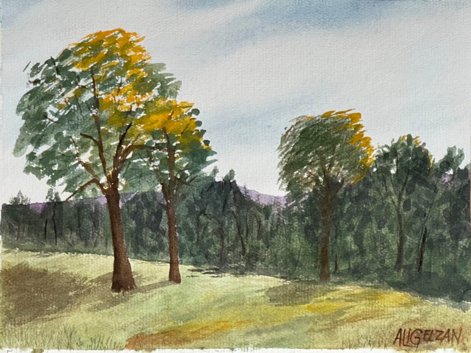 ALICE GUZMAN ORIGINAL WATERCOLOR PAINTING 11″ X 14″ NEW MEXICO ARTIST 1980’S