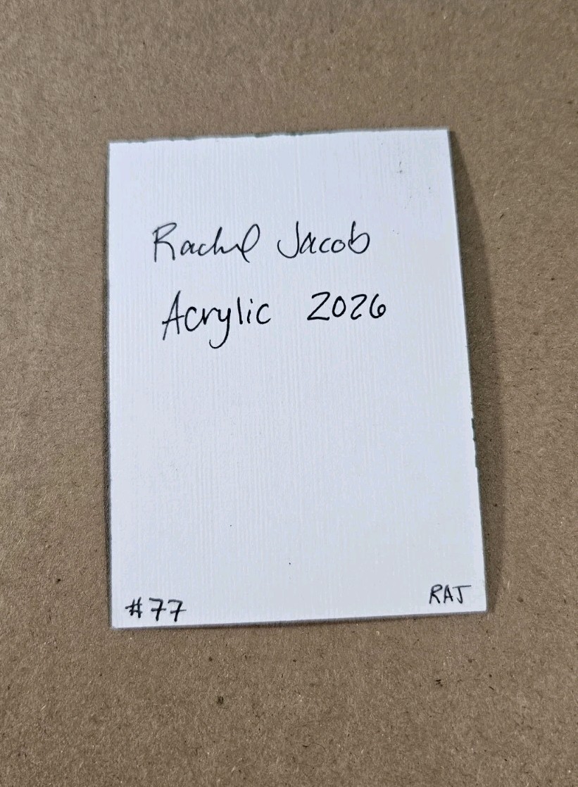 ACEO Cow Licking Nose Mini Painting Original Acrylic Art Signed Animal Artwork