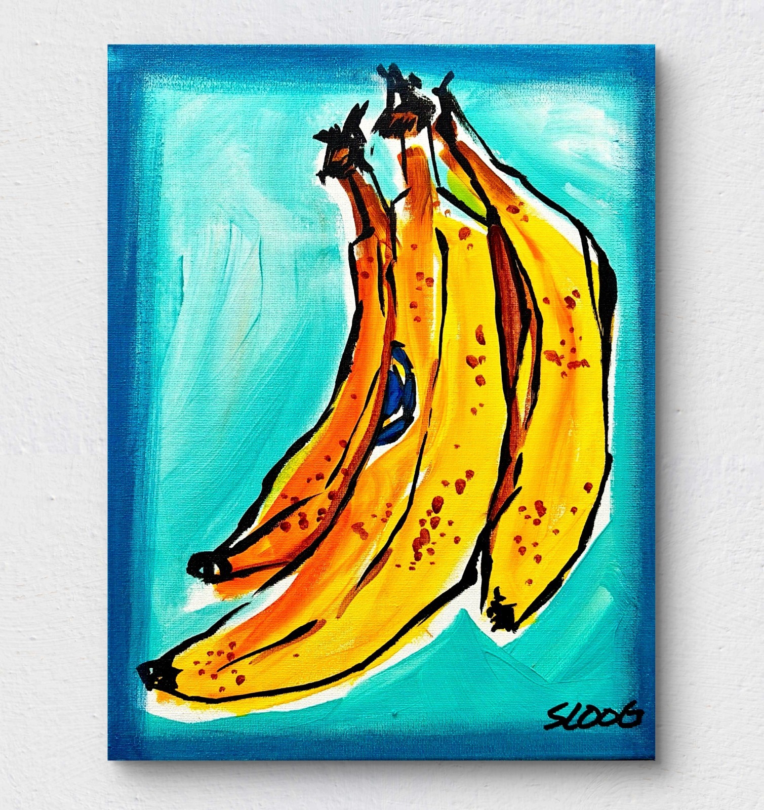 SLOOG Original Art Graphic Street Art Decor Painting on Canvas 11×14 Bananas