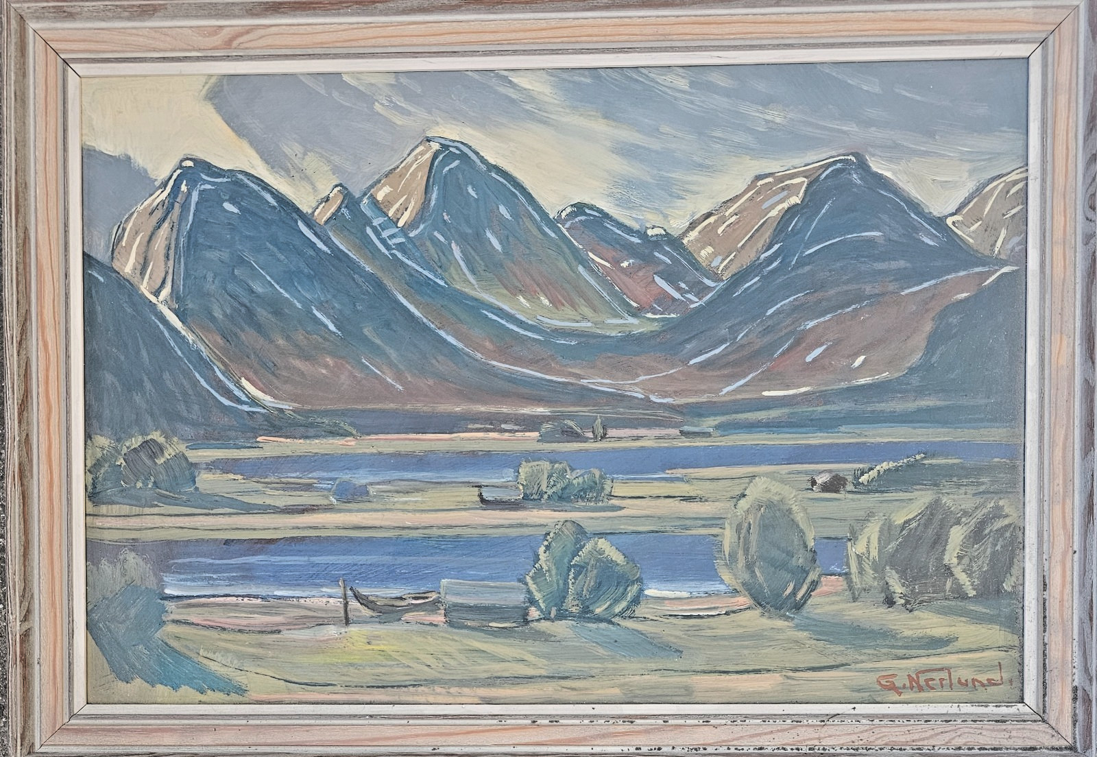 SCANDINAVIAN MODERNIST LANDSCAPE PAINTING «GUDBRANDSDALEN» 1961 GUNNAR NERLUND.