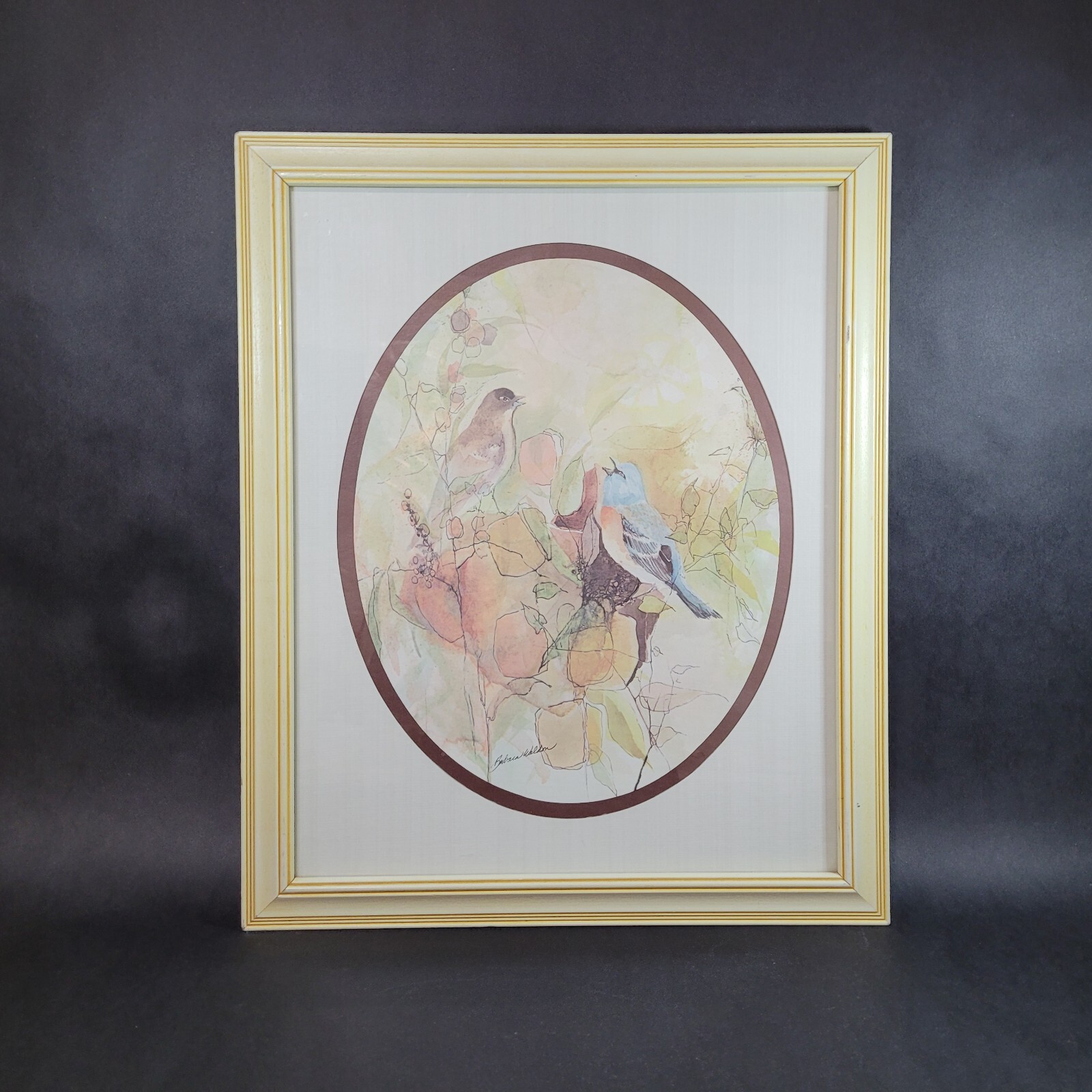 Vintage Barbara Walden Bird Water Color Art Print Signed 22″ x 18.5″ Framed