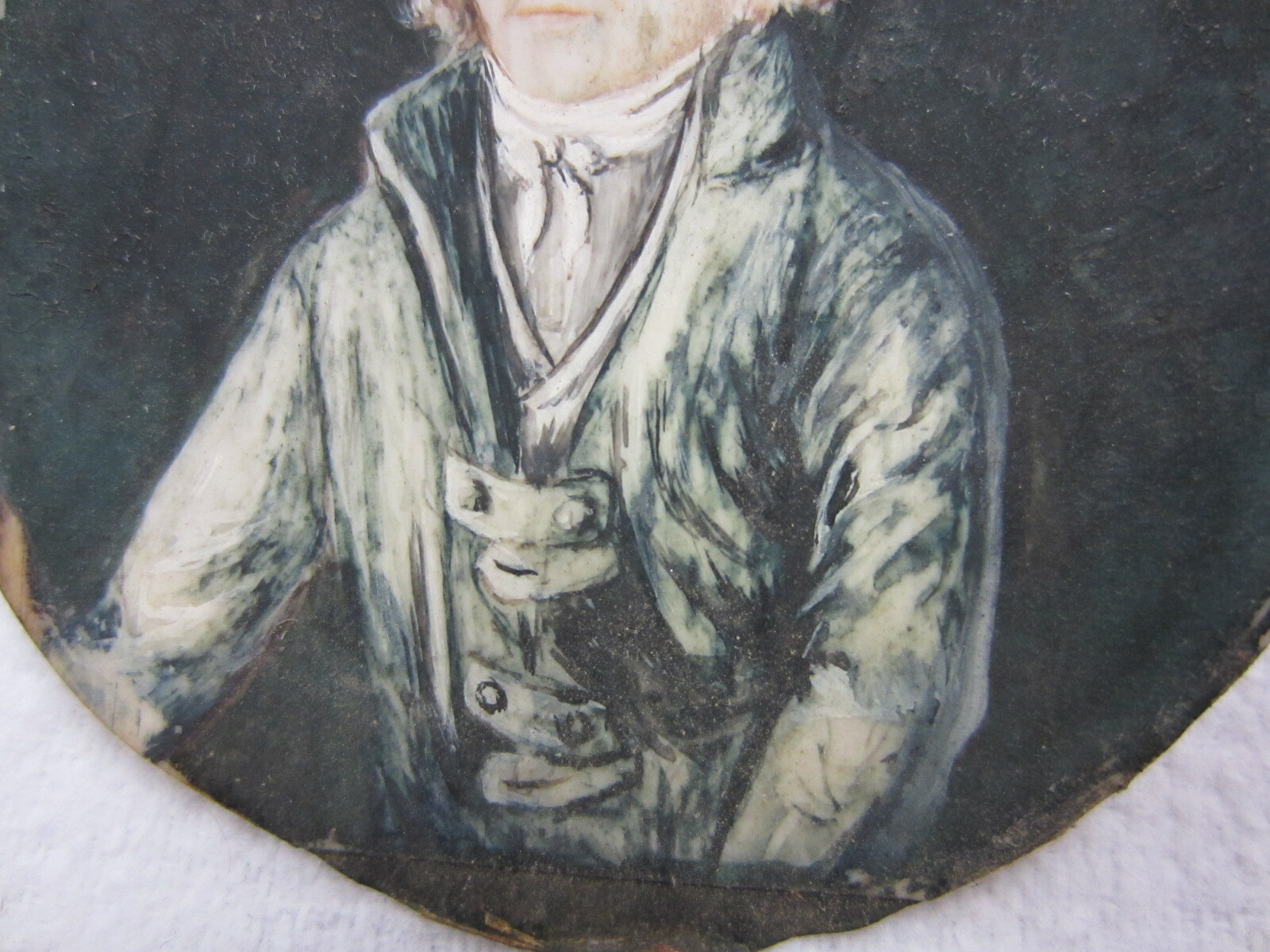 MINIATUR – Herren-Portrait – Biedermeier / Historismus um 1870 – Gouache/Papier