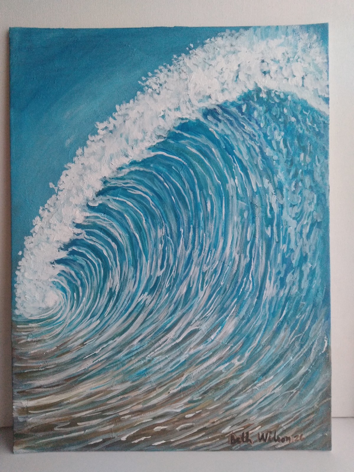 Original Hand Painting Ocean Wave Beach Seaside Coastal Wall Art Decor