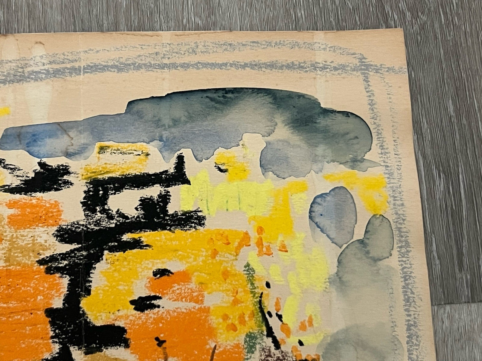 Werner Drewes Original 1965 Abstract Mixed Media Painting Signed -10×9-1/2”