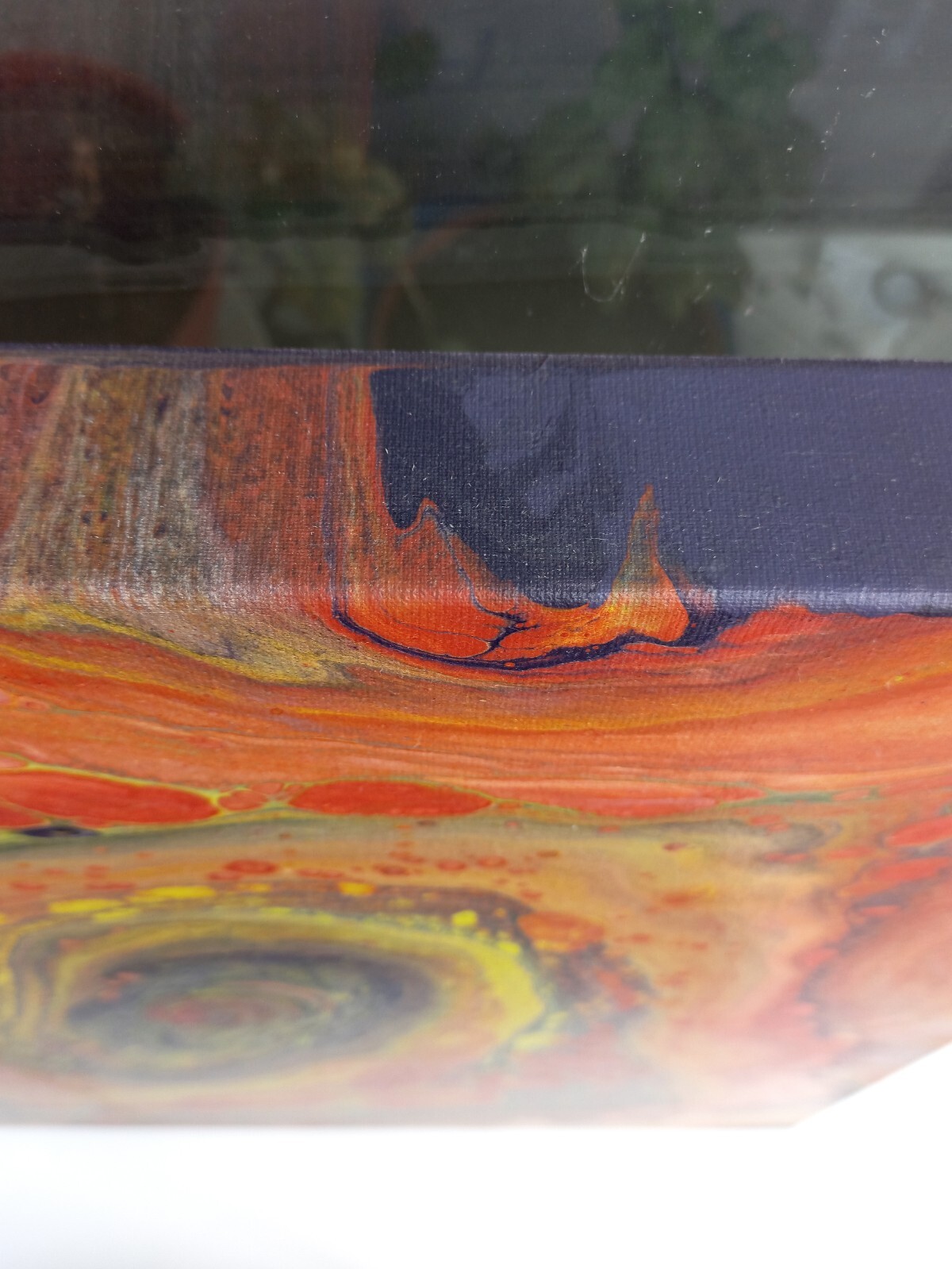 Abstract Red Orange Yellow Fluid Art Acrylic Painting Modern Wall Decor, 16×16