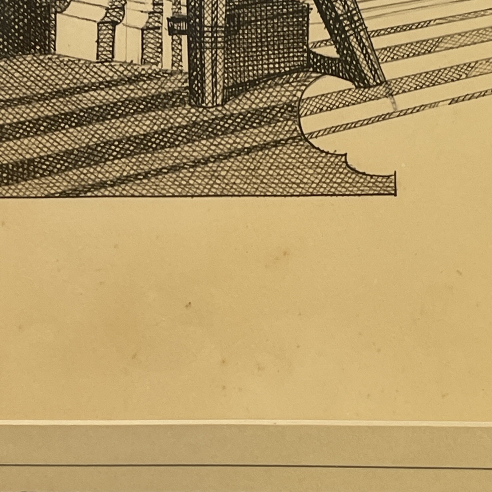 Architectural Drawing Antique Signed Mystery Artist Design Original Pen And Ink