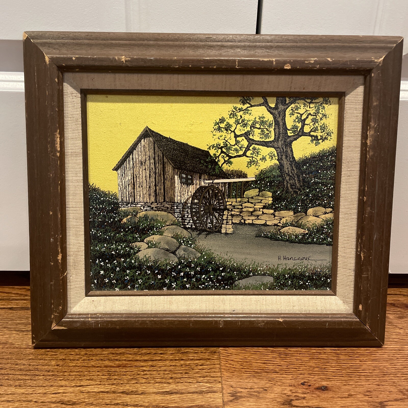 H. Hargrove Water Wheel Mill Oil Painting Serigraph
