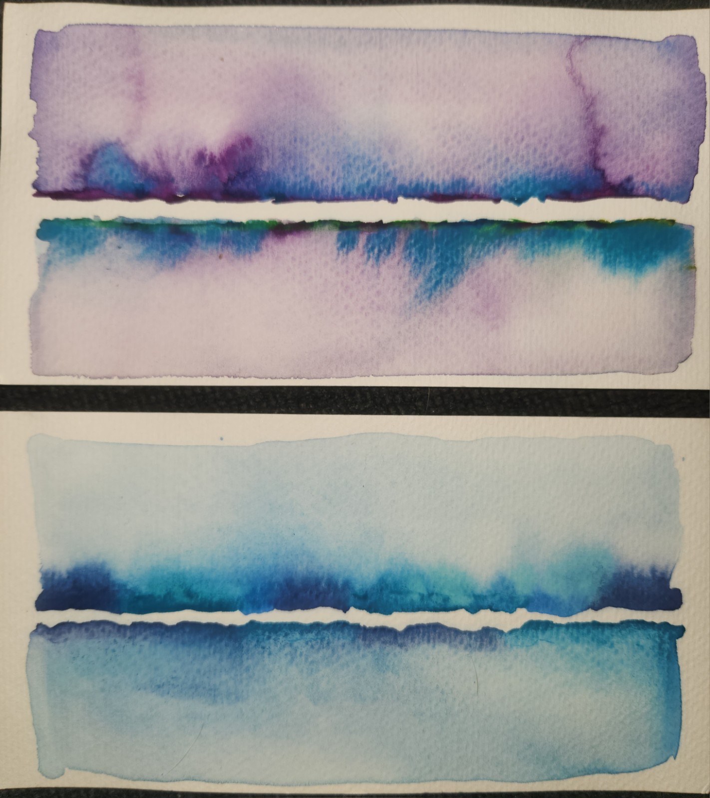 Blue And Purple Watercolor Bleed- Original Abstract Watercolor Painting Pair