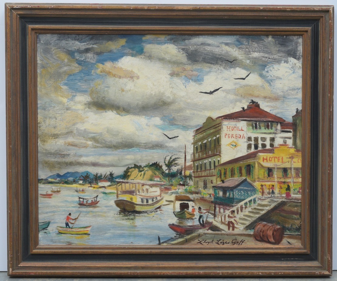 Lloyd Lozes Goff (1908-1982) Hotel Pereda, Santander (Spain), oil on masonite