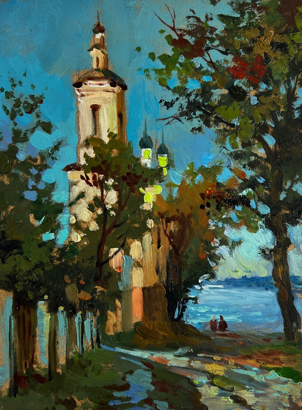 Oil Painting Towers Of The Monastery Y. Suprunchuk Unframed Original nAAA4967