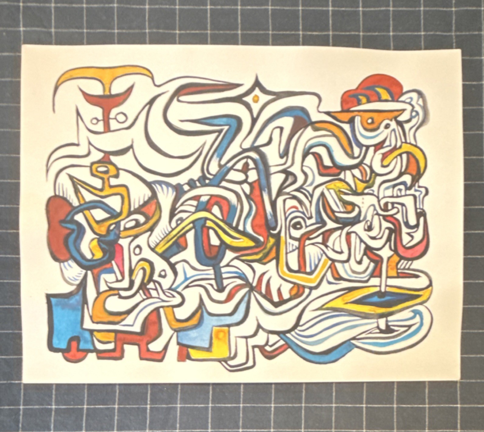 Meditation Drawing : Gouache on Paper – Contemporary Urban Art