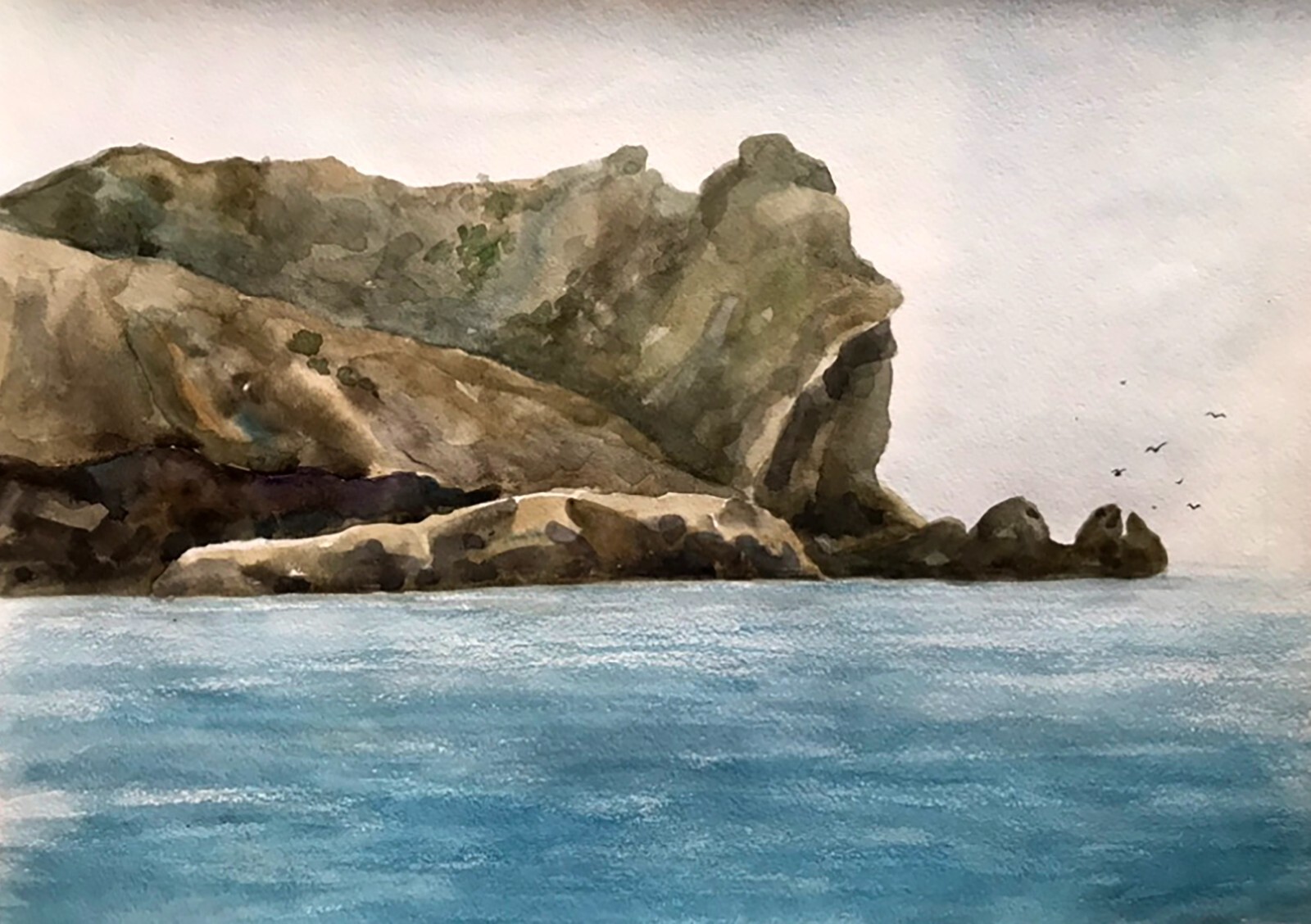 Watercolor Painting Seascape Dziuba K. Unframed Original Home Decor Art nAAA2298