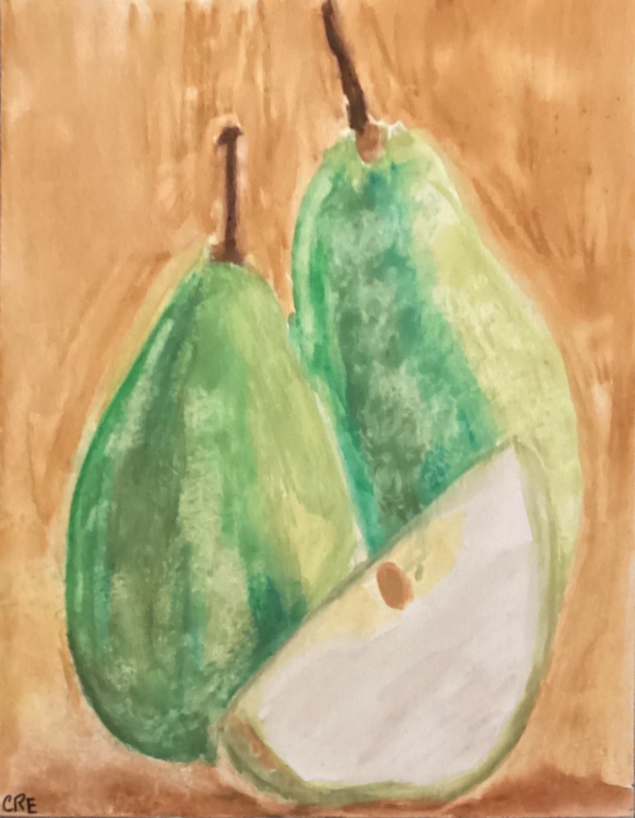 3 Pears Rustic Summer Fruit Kitchen Original Wall Art 16 by 20 Canvas Panel