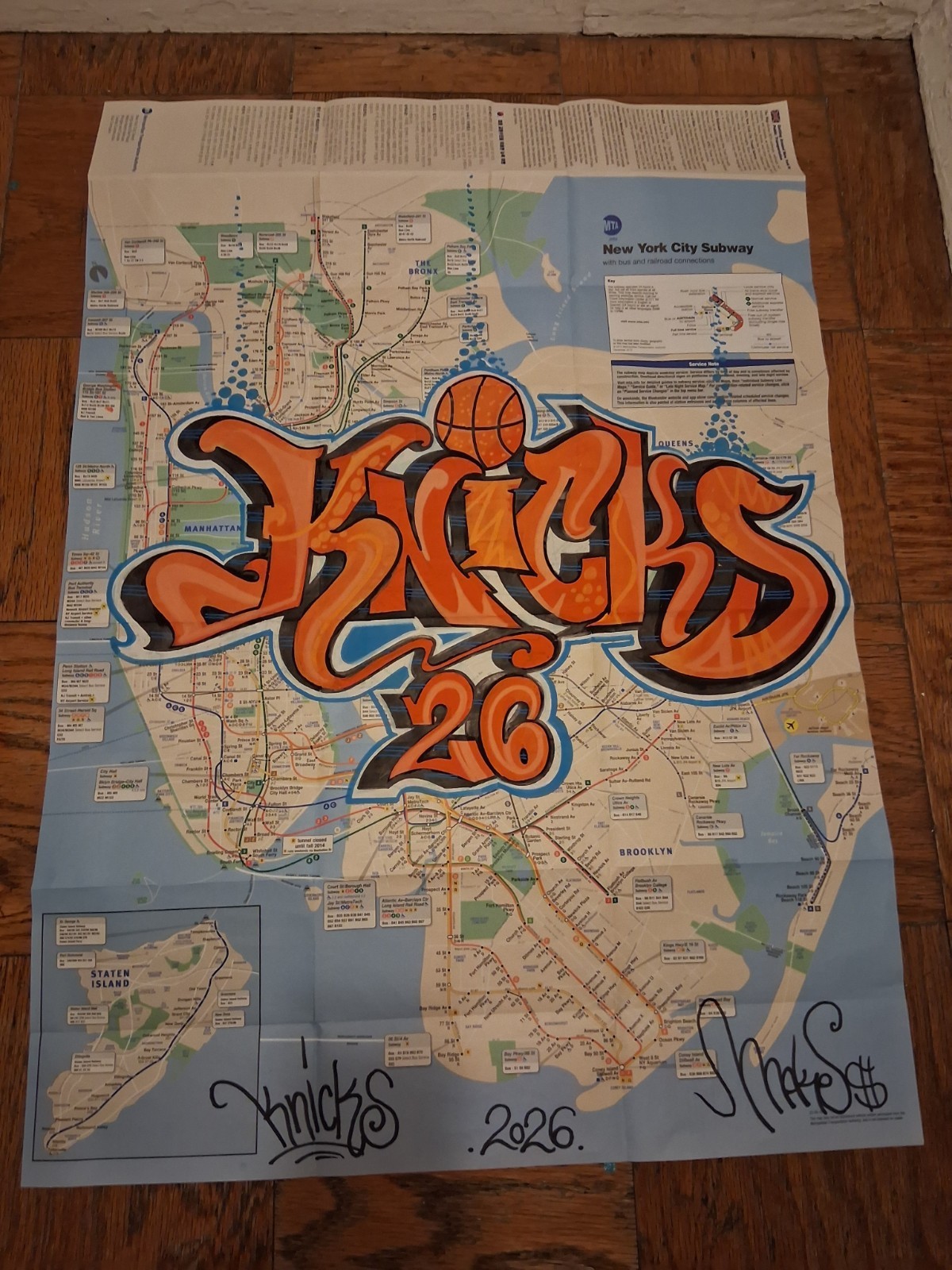 Knicks 2026 Painting – Champions Of NYC Subway Map – Original Graffiti
