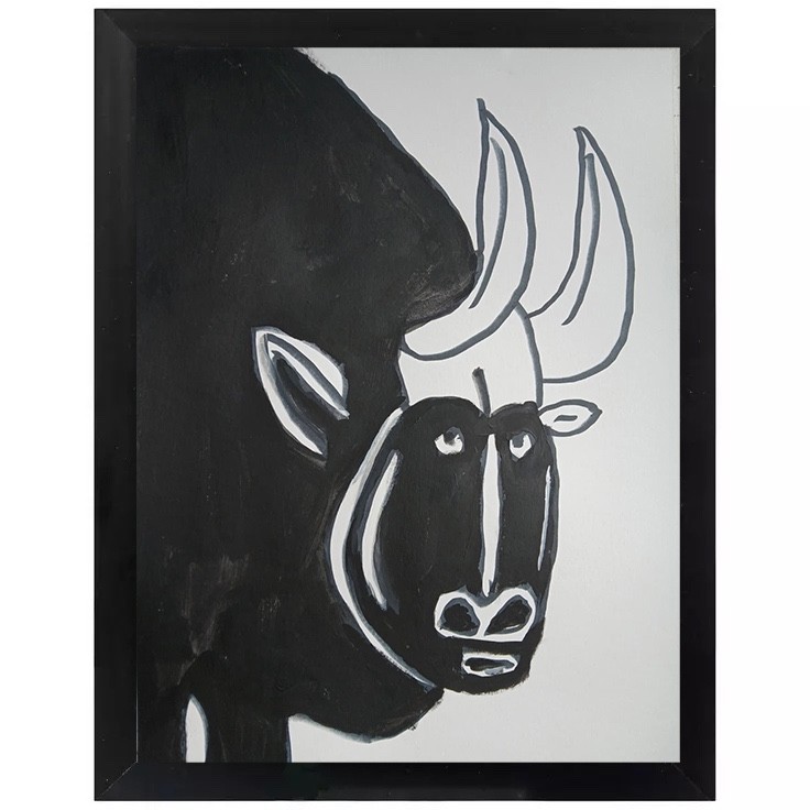 Abstract/Expressionism 9 x 12 Bull Profile One of a Kind Acrylic Painting