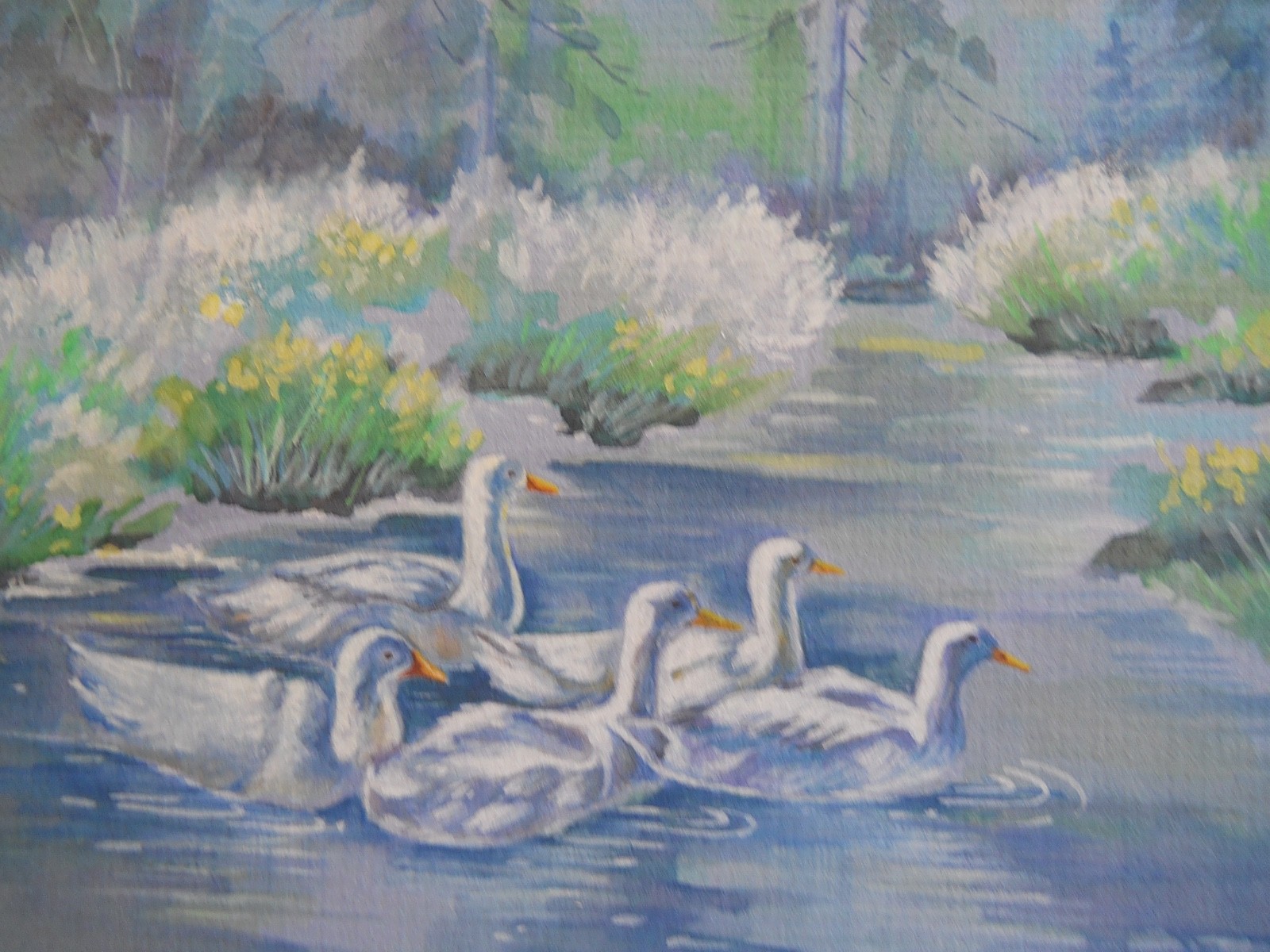 Original Duck Bird Wildlife Landscape Painting
