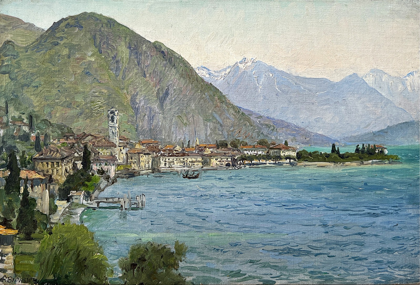 Realist Menaggio, Lake Como by A R Brewster 1870-1952, listed NY