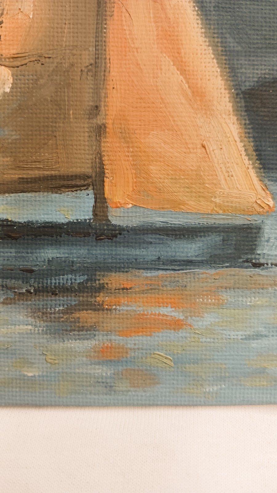 ORIGINAL Oil Painting IMPRESSIONISM Sailboat Sunset Lake River Boat Art 8″x10″