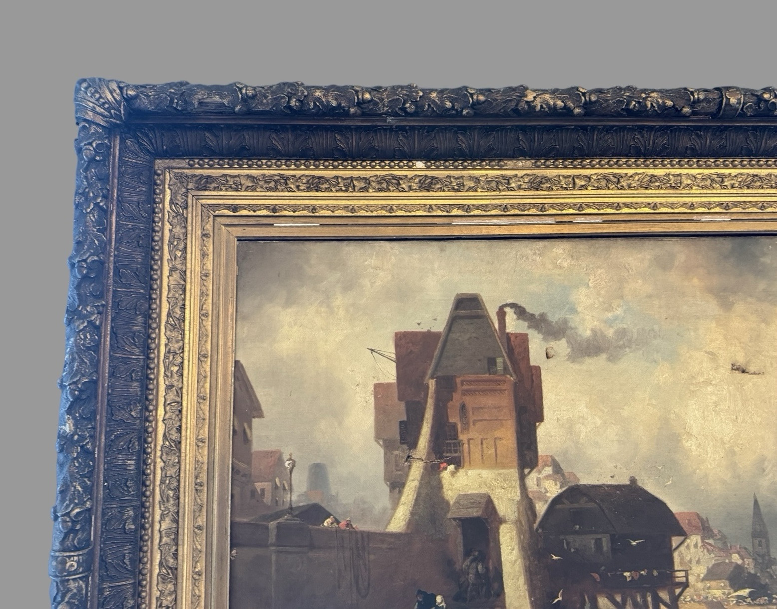 Antique Victorian Nautical Seascape Oil Painting on Canvas FD Briscoe