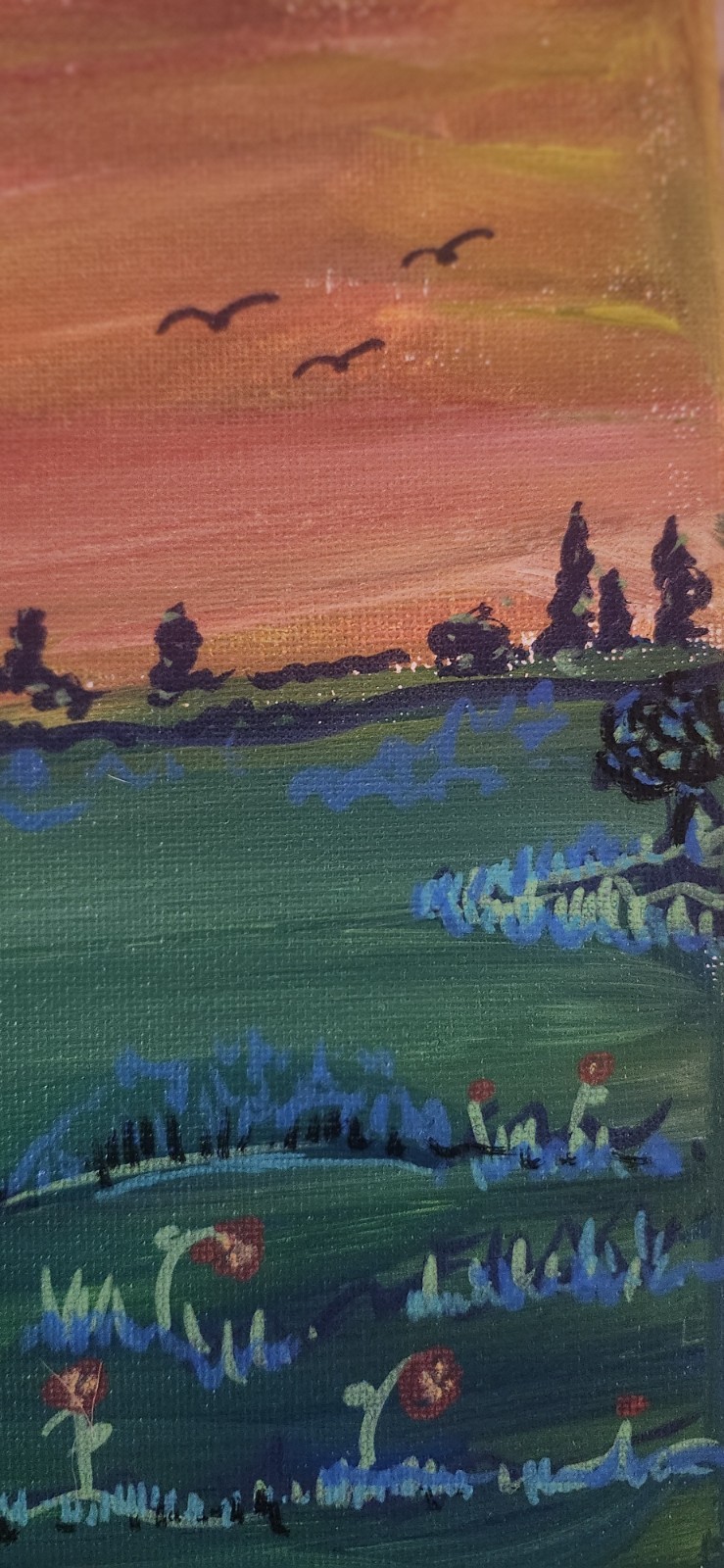Finger Lakes Quiet Horizon at Dusk Original 11×14 Acrylic Sunset Landscape