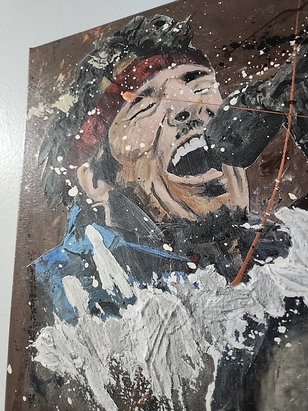Bruce Springsteen Collage Art Painting Canvas, Signed by Artist, 18×24 Unframed