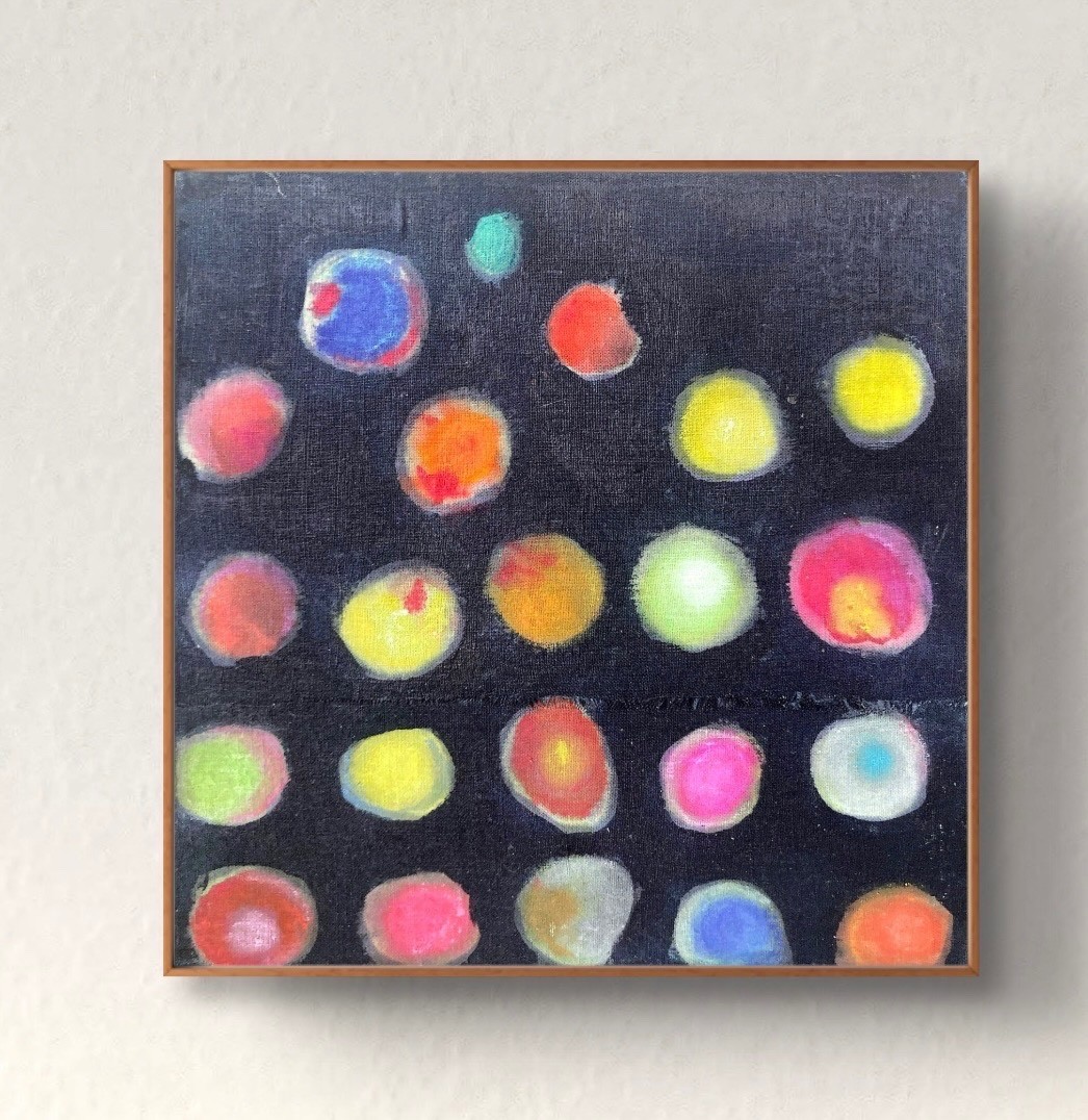Hand Painted Colorful Abstract 9×9 Dyed Fabric Wood Wall Art, Holly Hammond