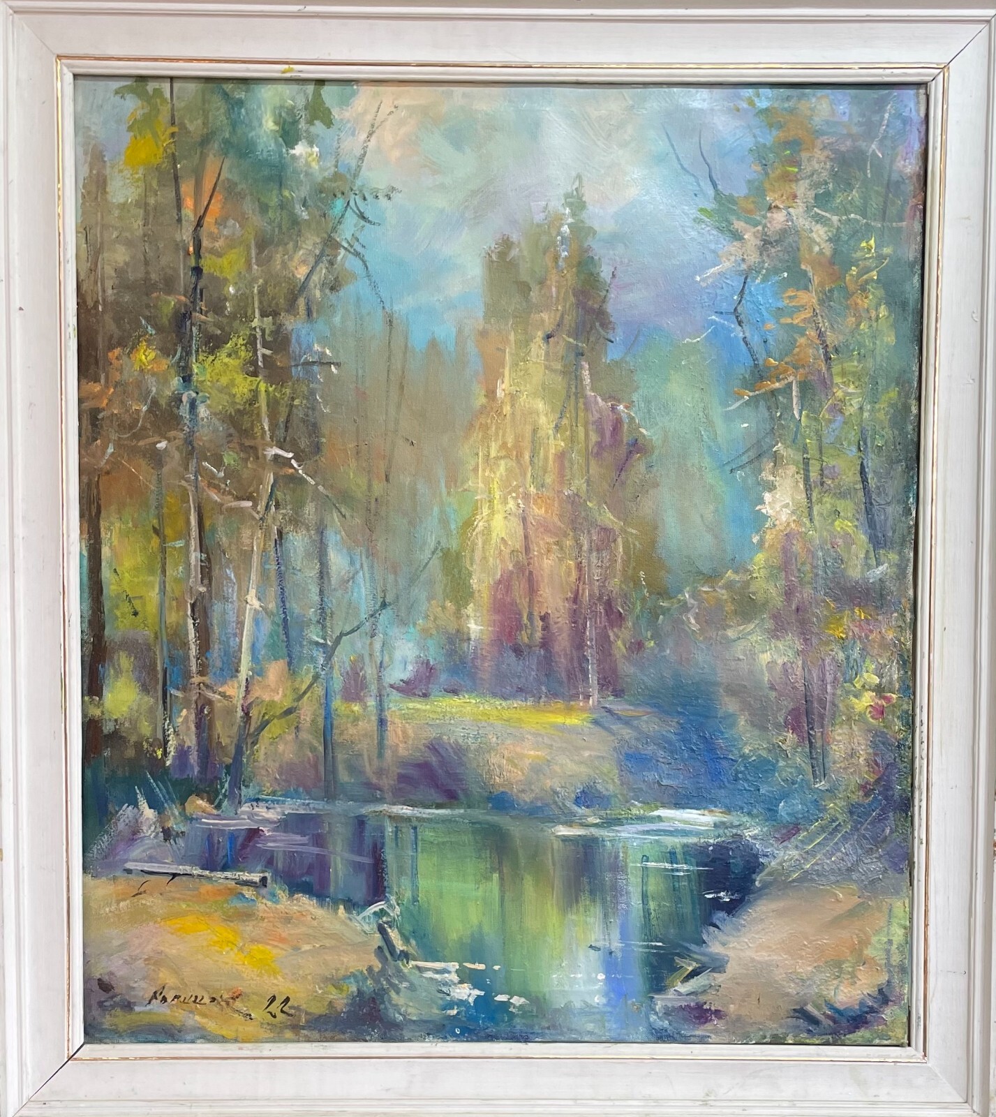 Oil painting Orange trees Ukrainian painter Canvas Framed original landscape art