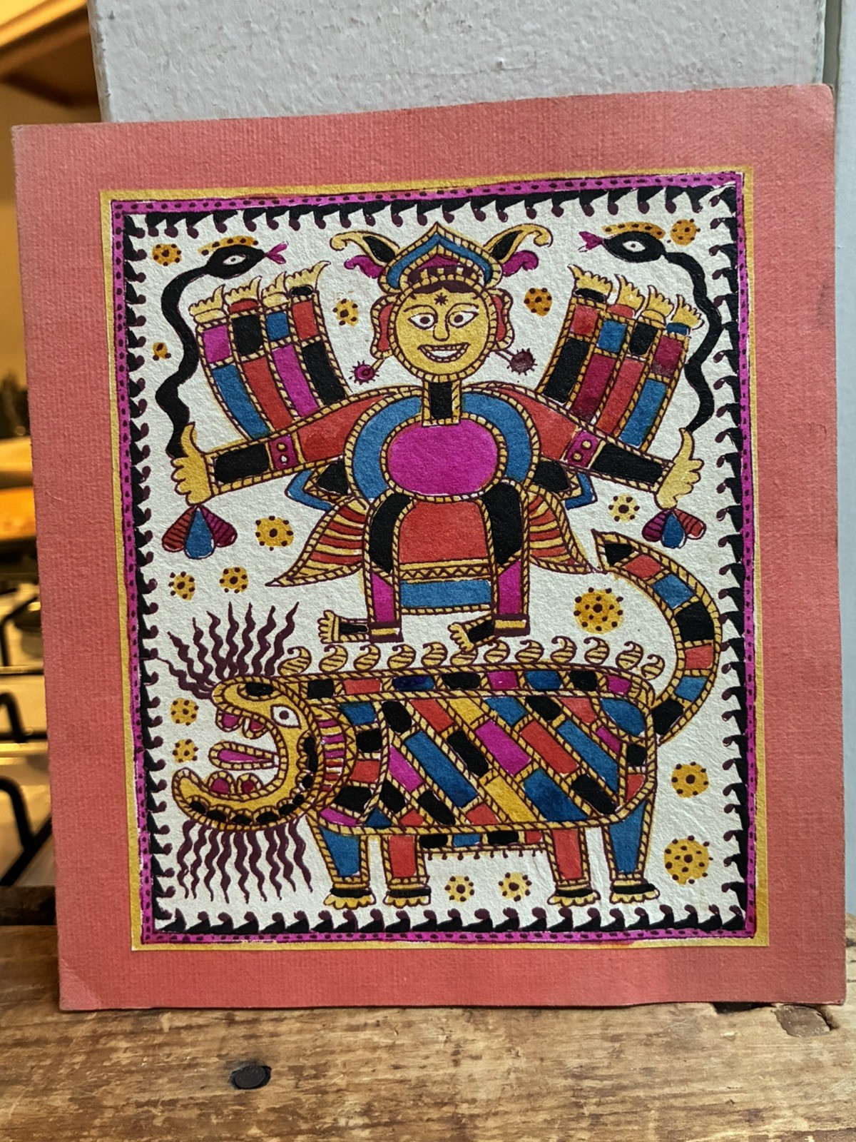 Vintage Madhubani Folk Art Of Bihar Painting ~ Card