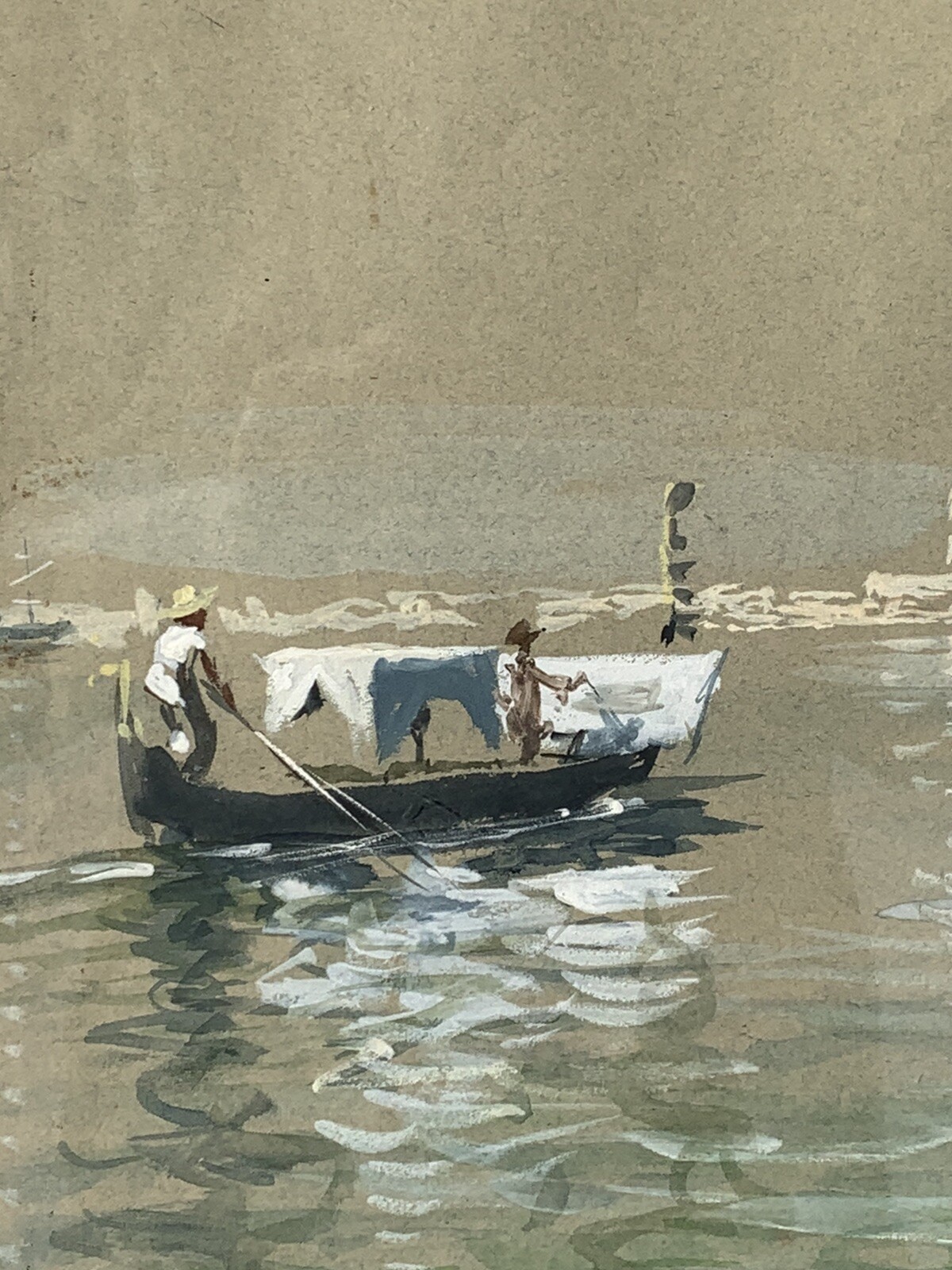 American Illustrator Arthur Burdett Frost Watercolor Port Of Venice Italy. C1910