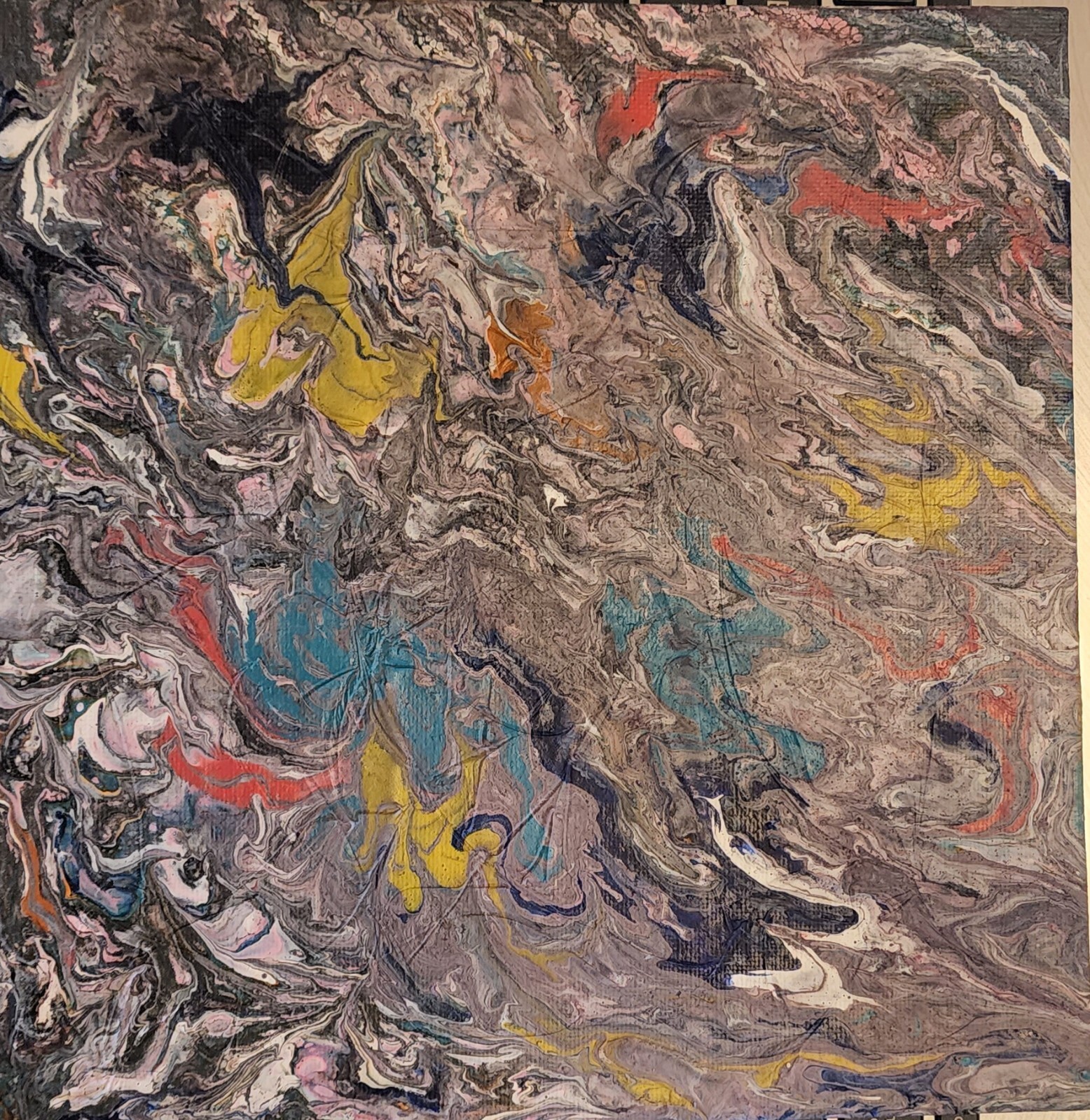 Art piece 8×8 Acrylic pour one of a kind
