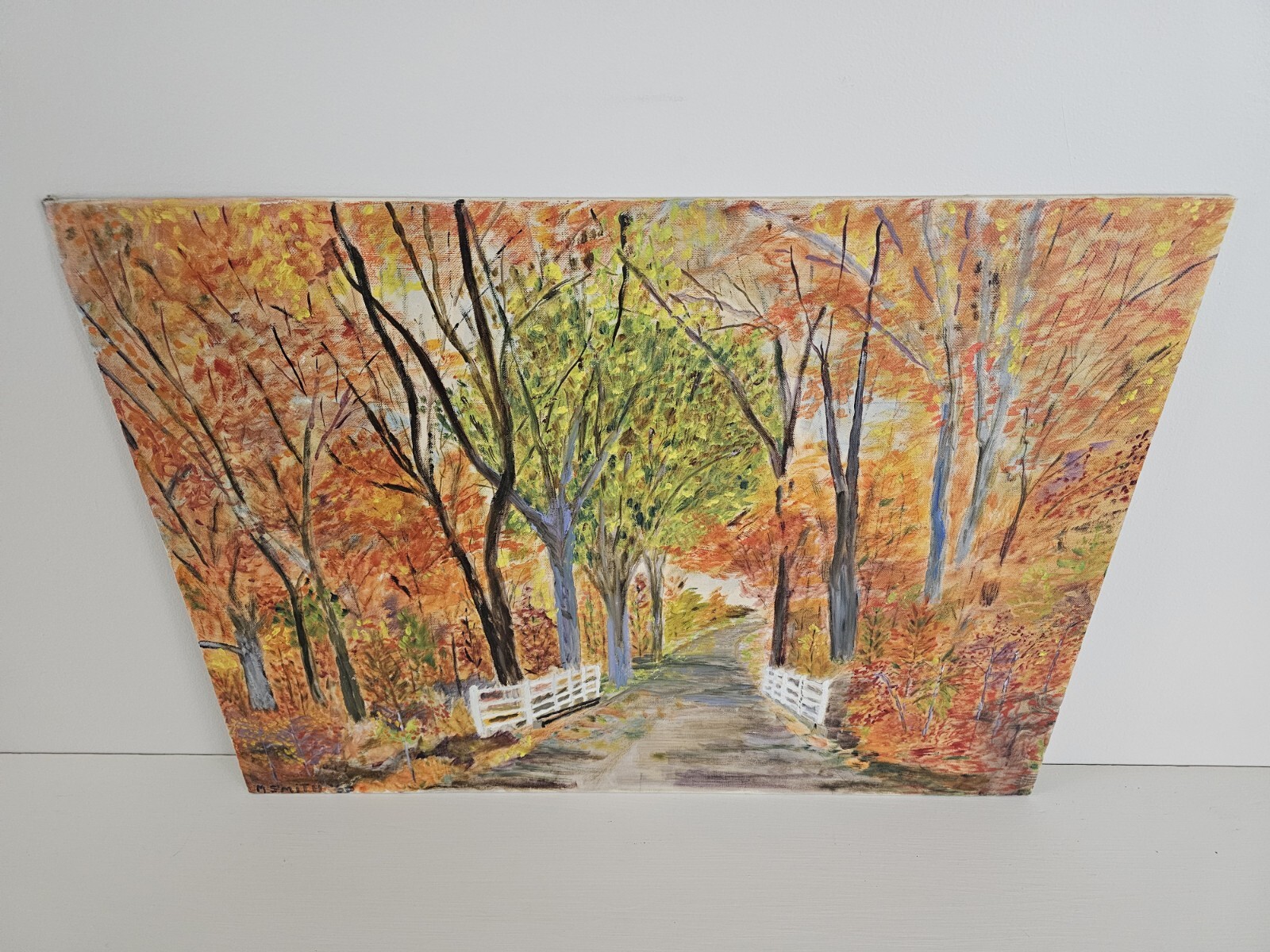 Vintage Original Signed M. Smith Oil Painting 24×18 Landscape Art VTG 1969