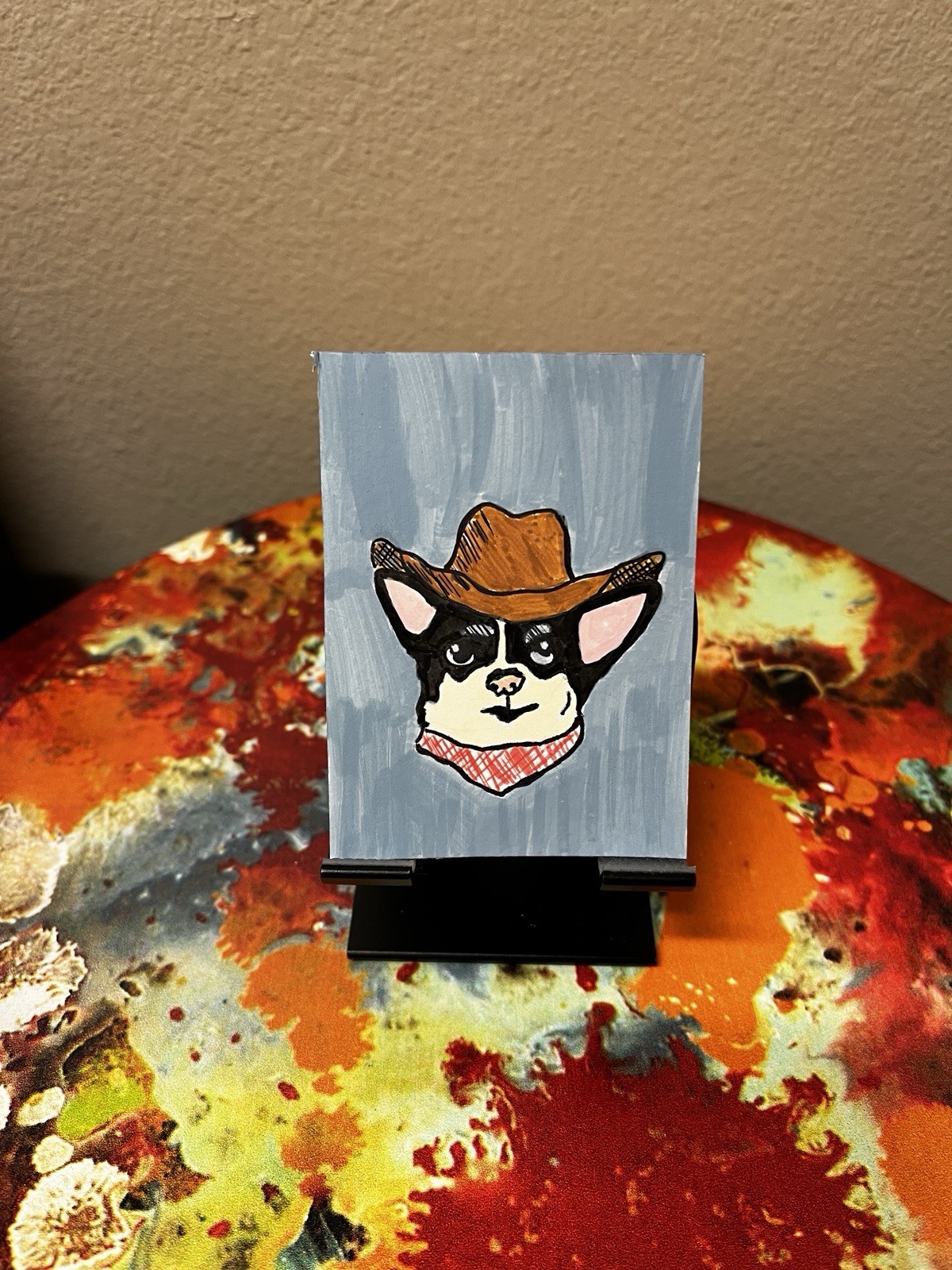 ACEO Art card: Cowboy Dog 2.5 X 3.5 Inches