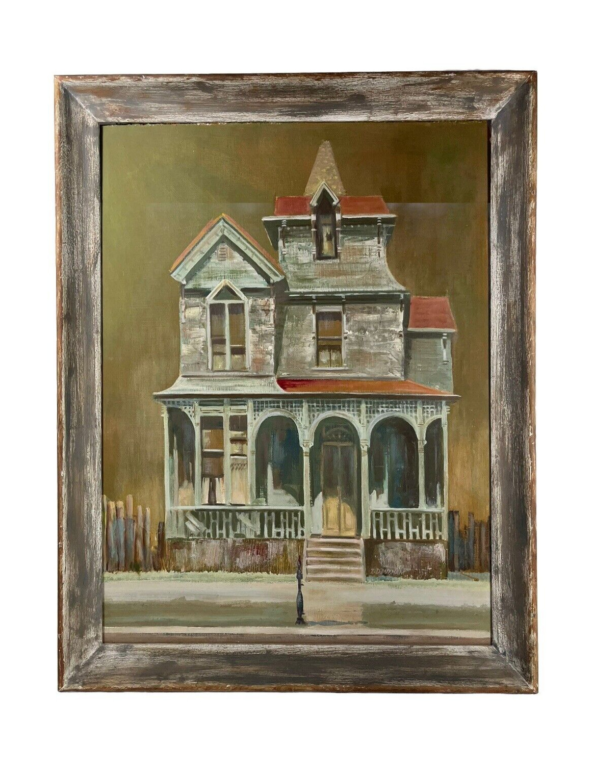 ISAIAH DAVIS DURHAM VIRGINIA ANTIQUE VICTORIAN HAUNTED BATES HOUSE PAINTING