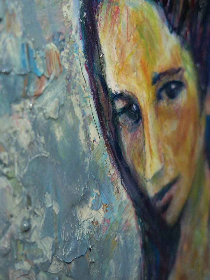 ABSTRACT IMPASTO EXPRESSIONISM POP ORIGINAL█OIL PAINTING ART█SIGNED PORTRAIT NR