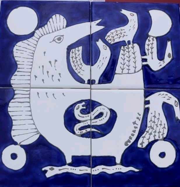 Nelson Curras 12×12 in Ceramic tile 2026 cuban american artist folk art