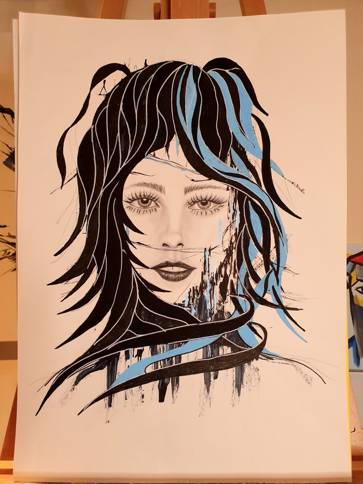 MODERN EXPRESSIONIST PORTRAIT 16×23 ORIGINAL PAINTING GALLERY PAPER ABSTRACT ART