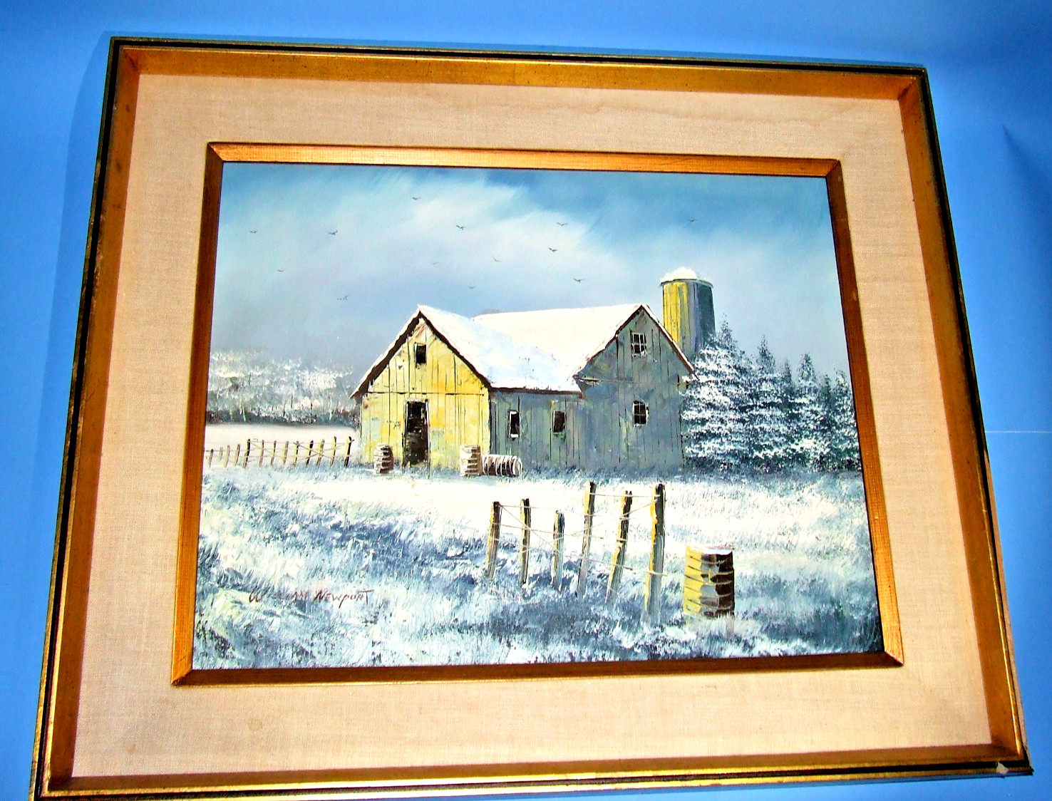 VTG Original William Newport Signed Oil Canvas Painting Art Framed 26.5 x 22.5