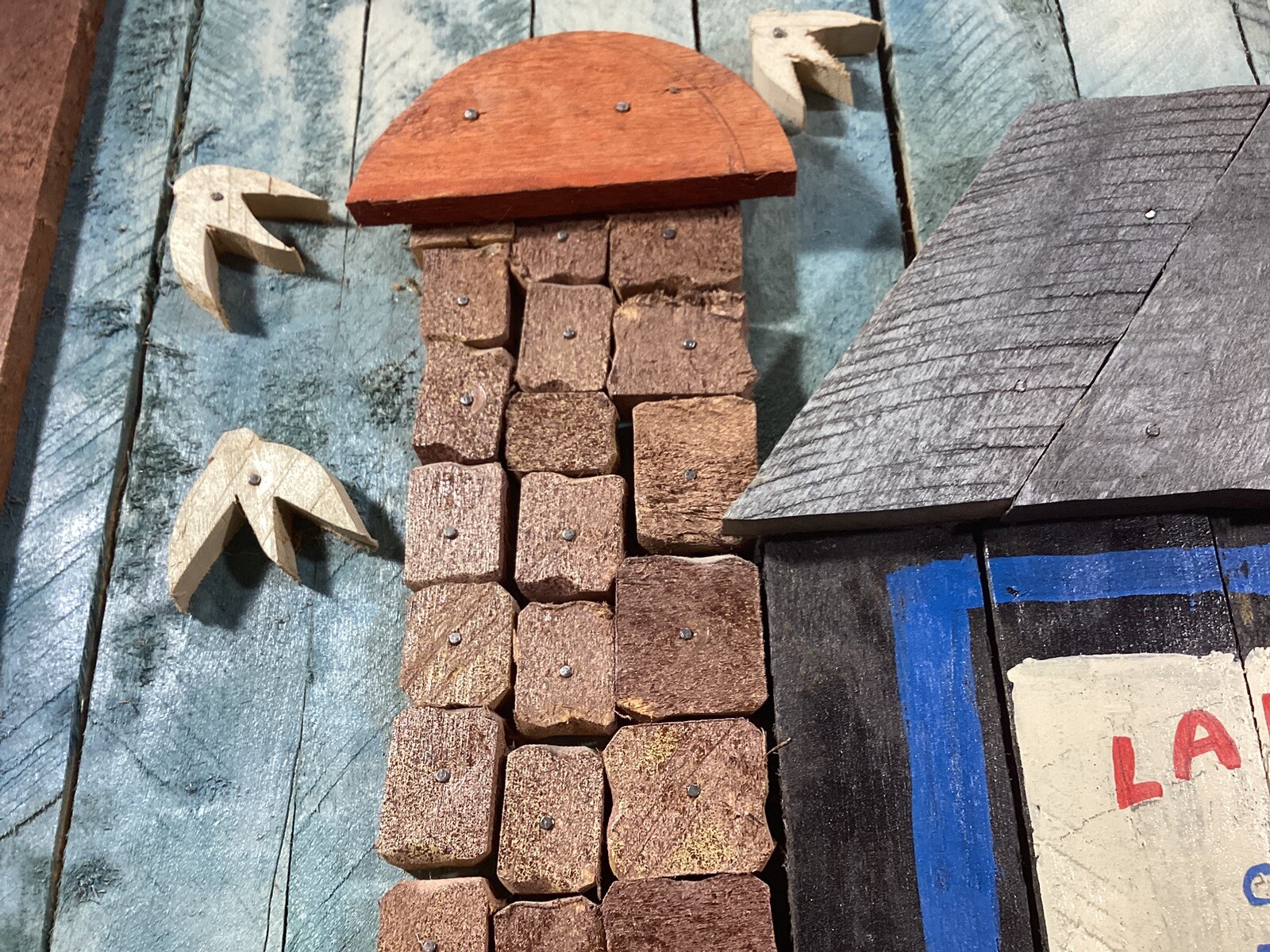 Degroot Style Lath Wood Mosaic Folk Art Horse Barn Silo 3D Clinton Mo GristMill