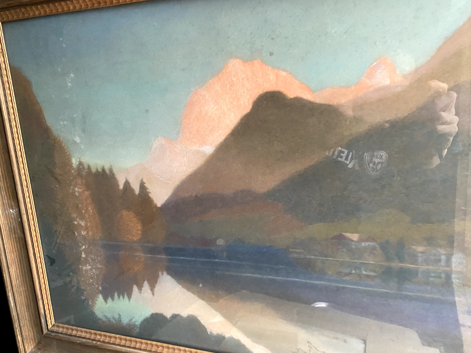 ::PASTEL °HINTERSEE WITH EQUESTRIAN ALPINE ALPS °RUDOLF ZIHR °ART NOUVEAU EVENING GLOW