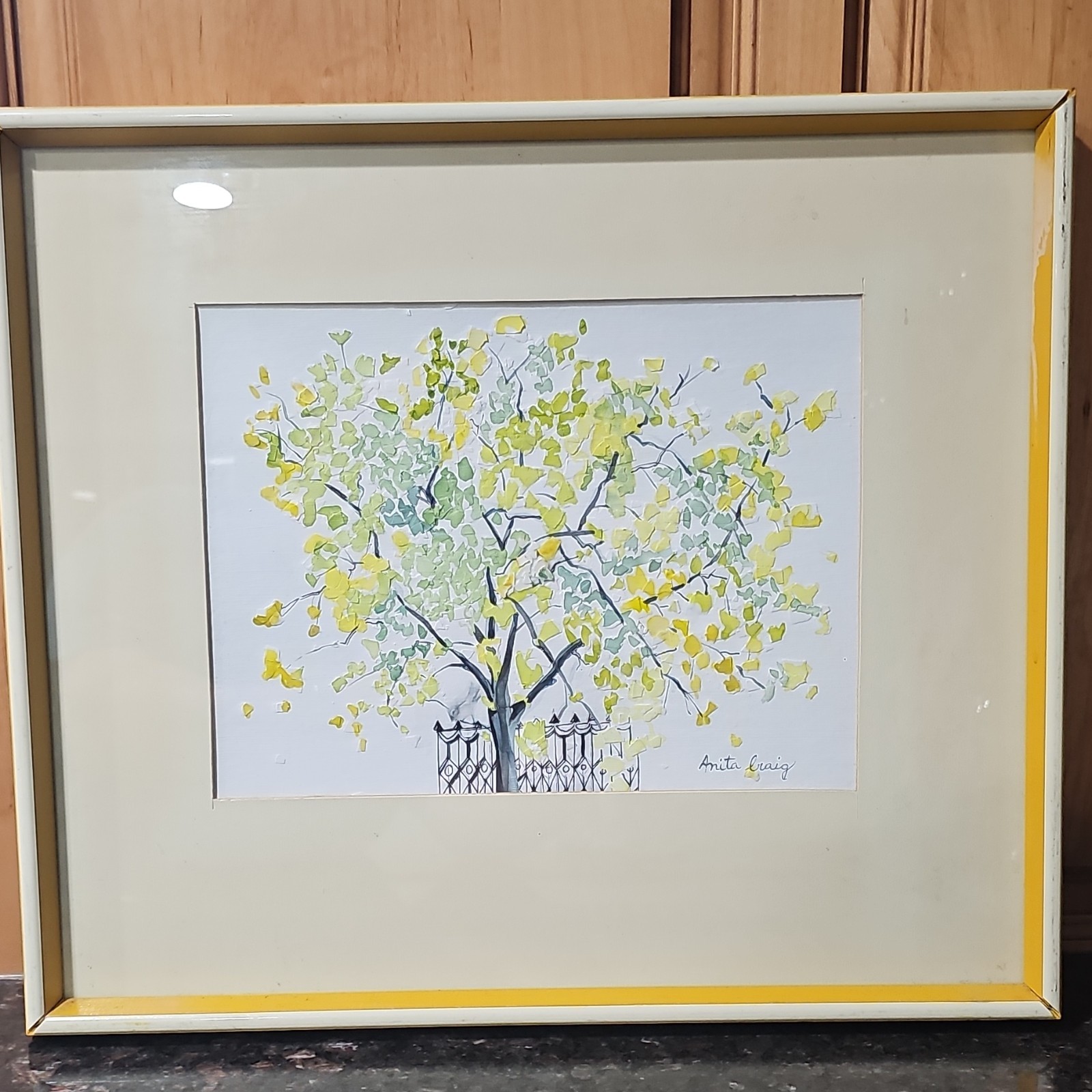 Anita Craig Original Signed Framed Watercolor Tree Botanical Contemporary Art