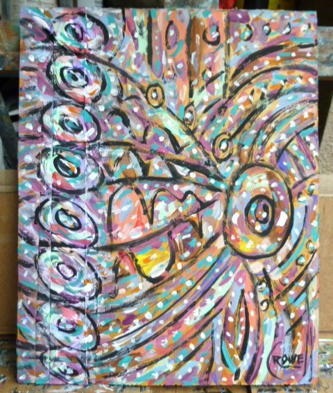 TOO MUCH FUN abstract oil painting 8×10 panel original signed art by Crowell