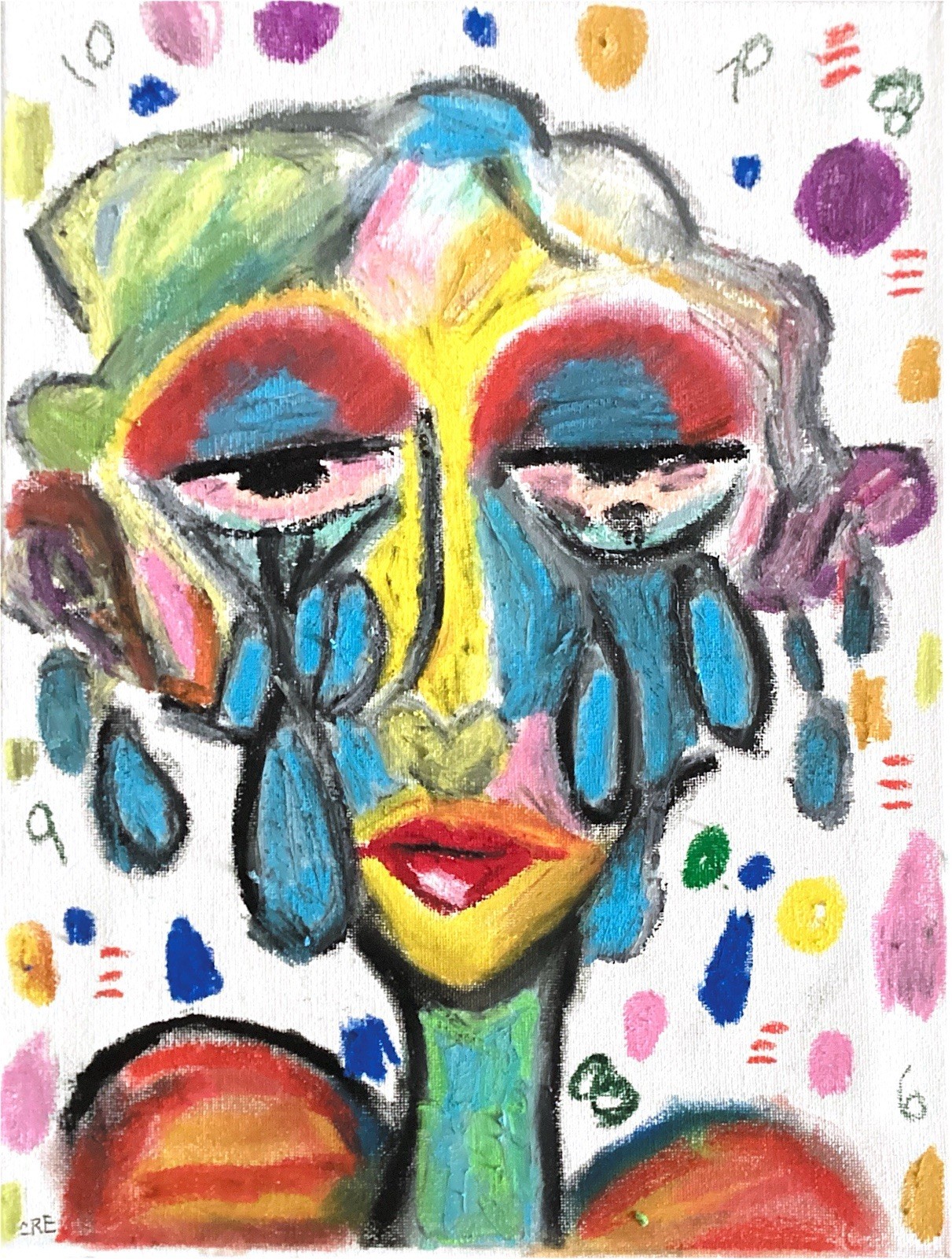 Neo Expressionism Face Graffiti Lady Alien Sci Fi Bold Original Art 11×14 Canvas