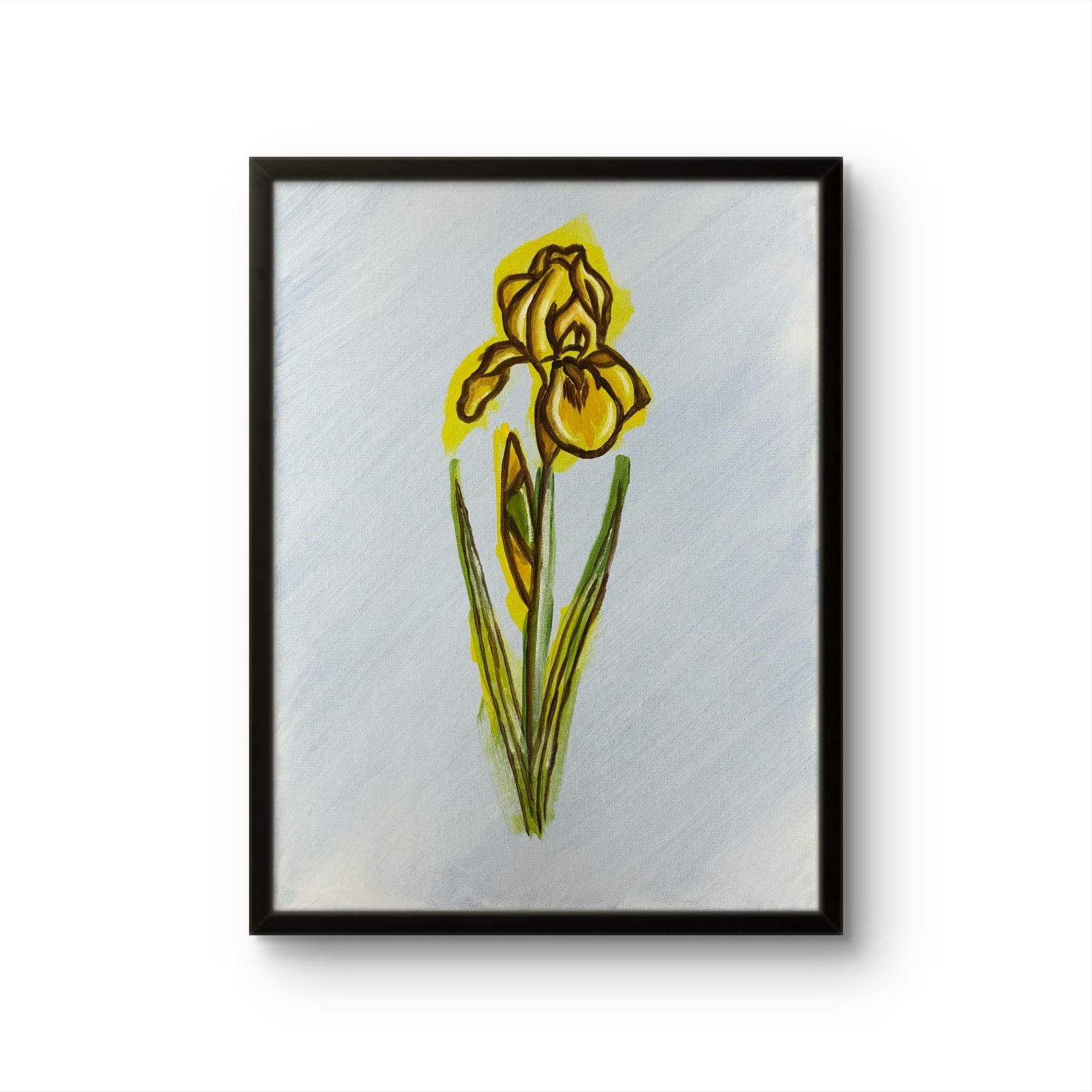 Original Impressionist 12×16 Acrylic Canvas Floral Iris Signed Vibrant Wall Art