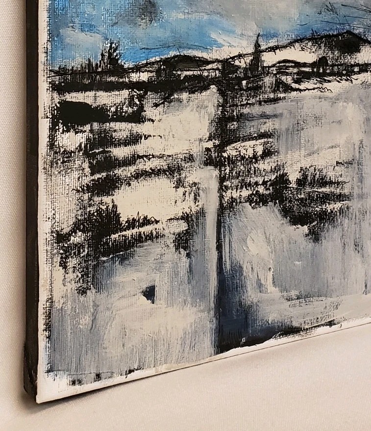 No656 Original Abstract Minimal Impressionistic Landscape Painting By K.A.Davis