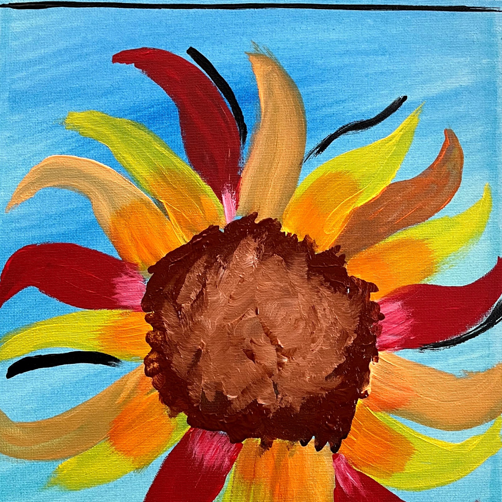 RiverRunArt Original Abstract 12×16 Botanical Acrylic Painting Canvas Flowers