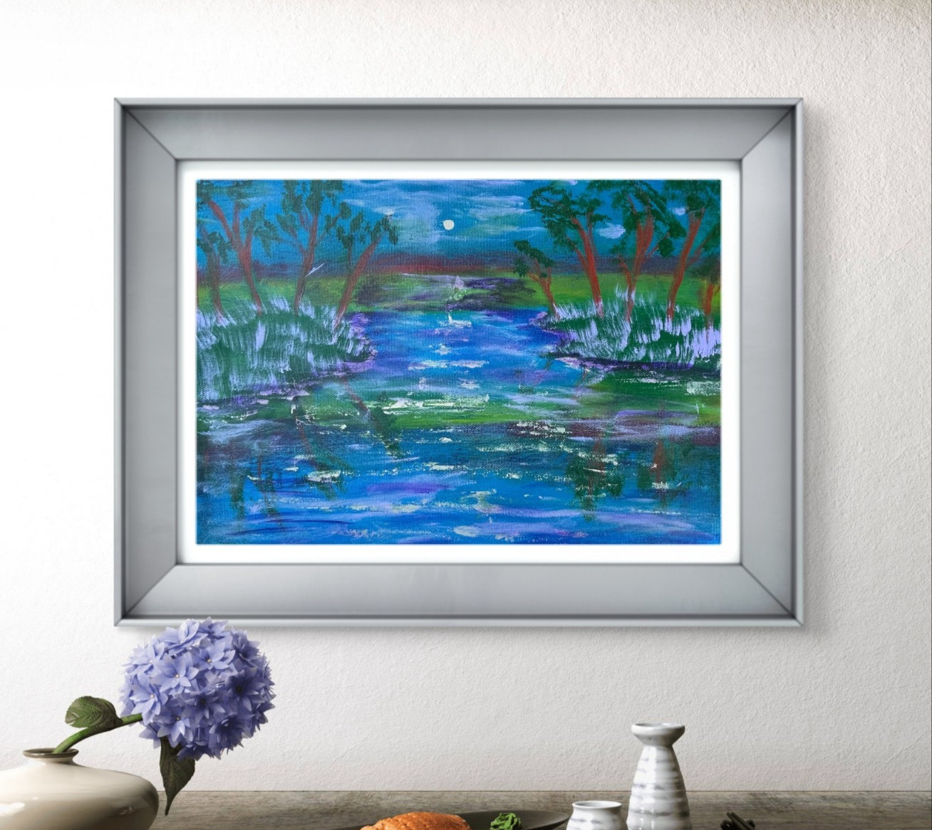 Original Art «Wetland» 9×12 Canvas Expressionism Abstract Design Home Art