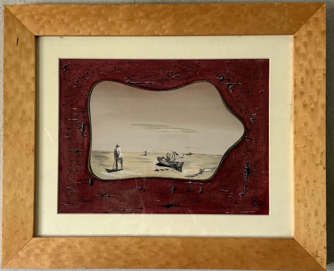 ALFRED BANNER VINTAGE MODERN SURREALIST LANDSCAPE OIL PAINTING SURREALISM 1944